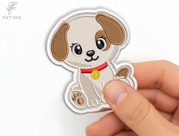 Download Cute Puppy Patch Embroidery Design - Premium Resources
